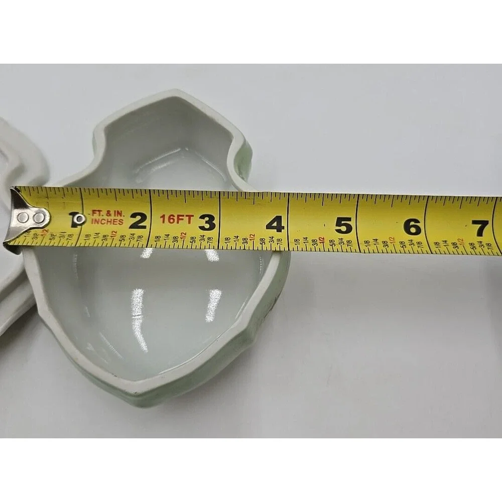 Vintage Limoges China Daisy Trinket Dish Spoon Green Gold Cottagecore Floral 🌼